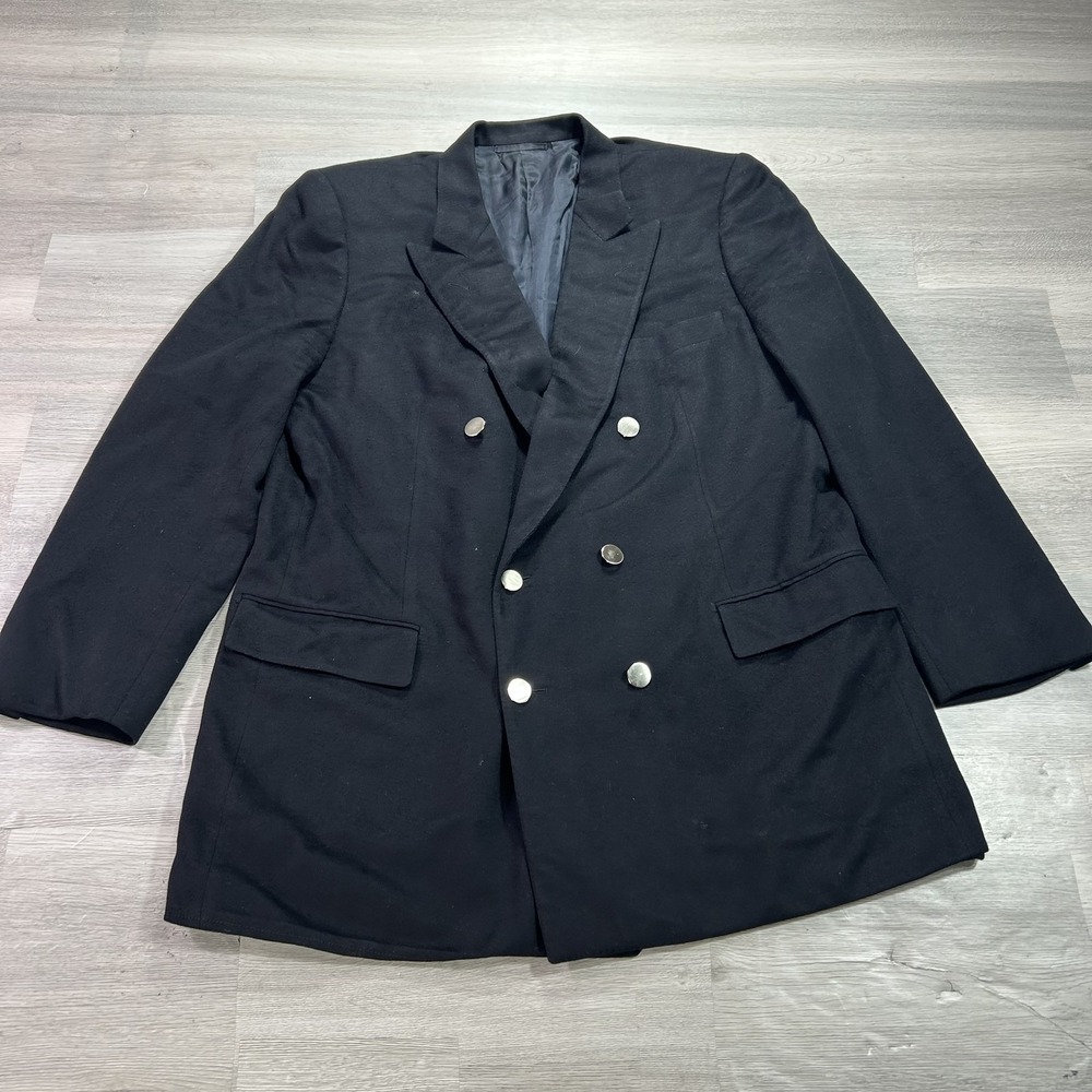 Belvest Blazer Mens 52R Black Cashmere Sport Coat Jacket Made In Italy